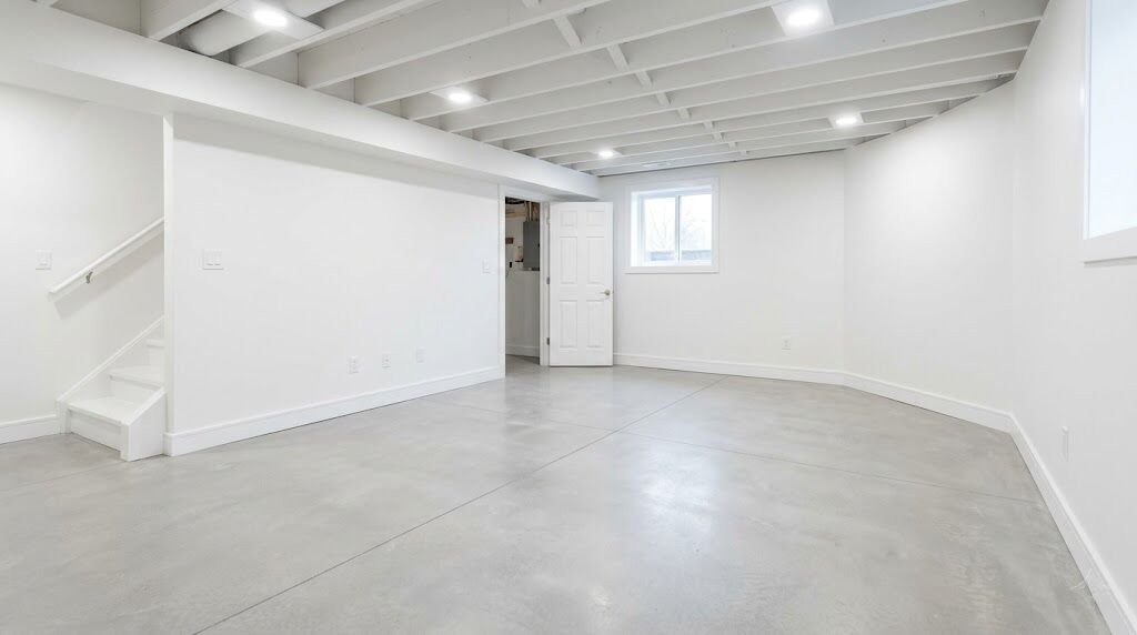 Finished living space rebuilt after water damage restoration